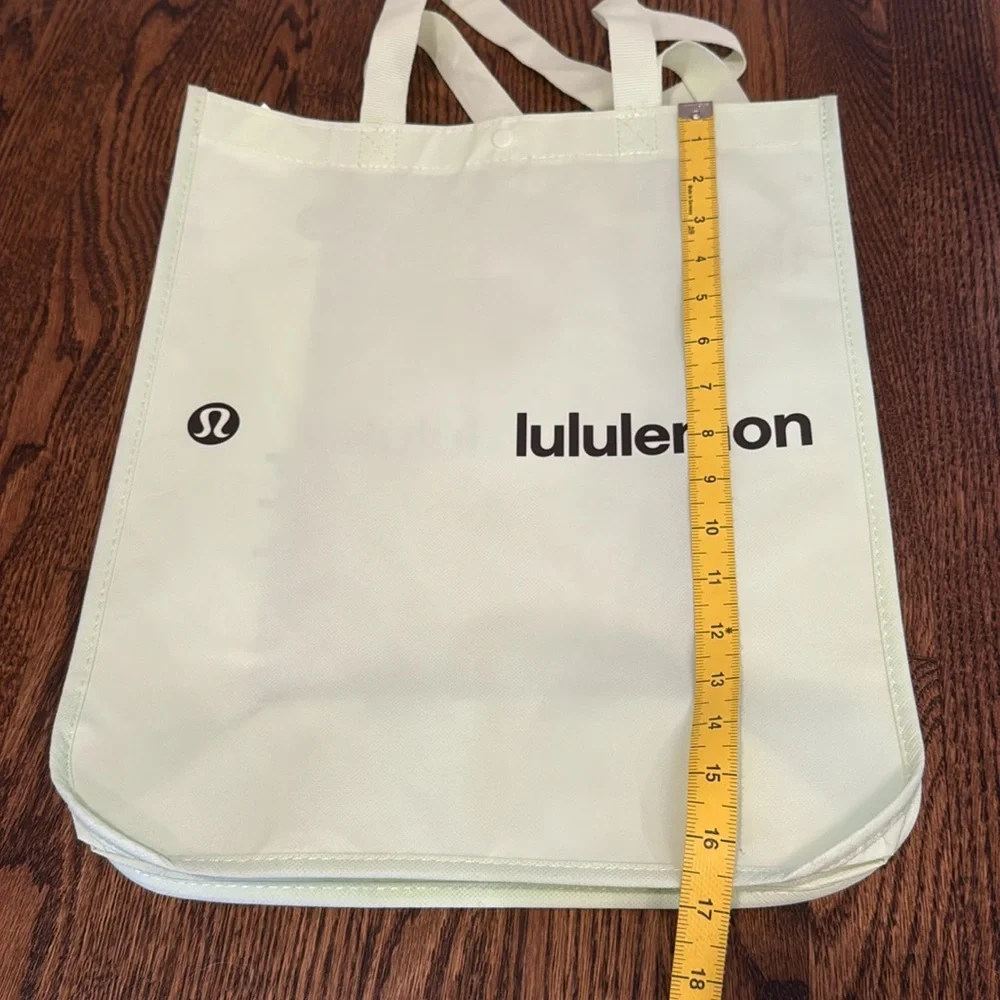 Lululemon Light Green Yellow Black Large Reusable Shopping Tote Bag - Picture 8 of 10